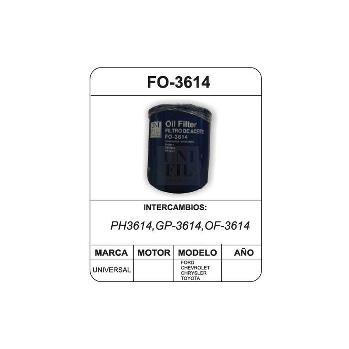Filtro de Aceite UNIFIL FO-3614 – Mi Autoparte