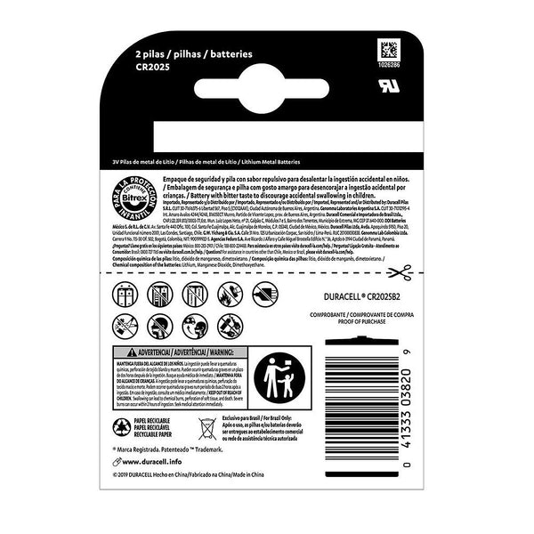 Pila de Litio 2025 Tipo Botón de 3v Duracell