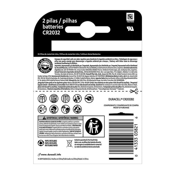 Pila de Litio 2032 Tipo Botón de 3v Duracell