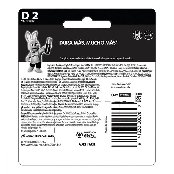 Pila Alcalina C Duracell con 2 Pzas