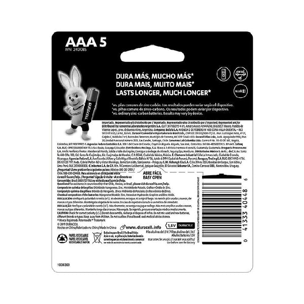 Pila Alcalina AAA Duracell Promopack con 5 Pzas
