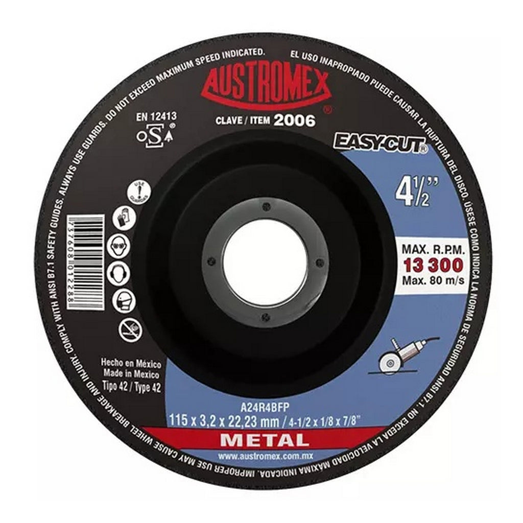 Disco T-27 4.1/2”x1/8”x7/8” para Corte de Metal - A4 2006