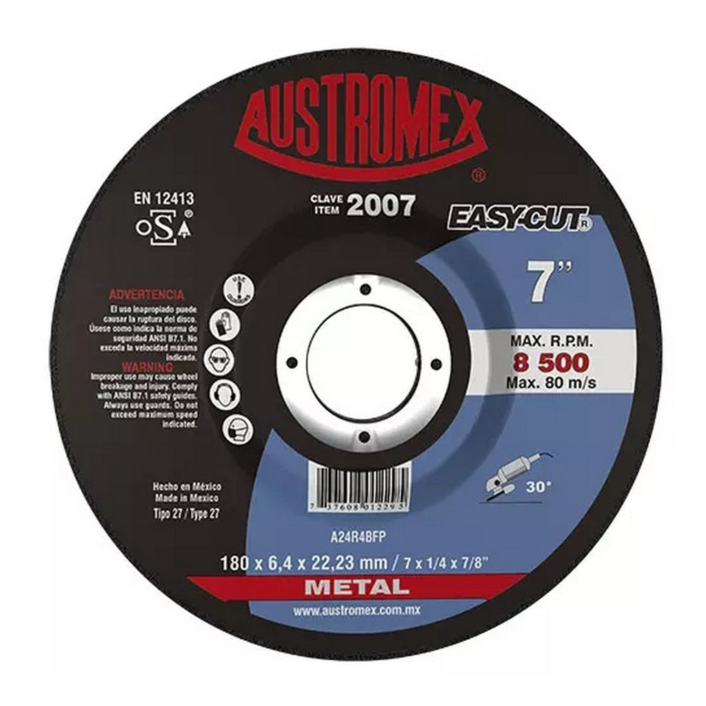 Disco T-27 7”x1/4”x7/8” para Desbaste de Metal - A4 2007