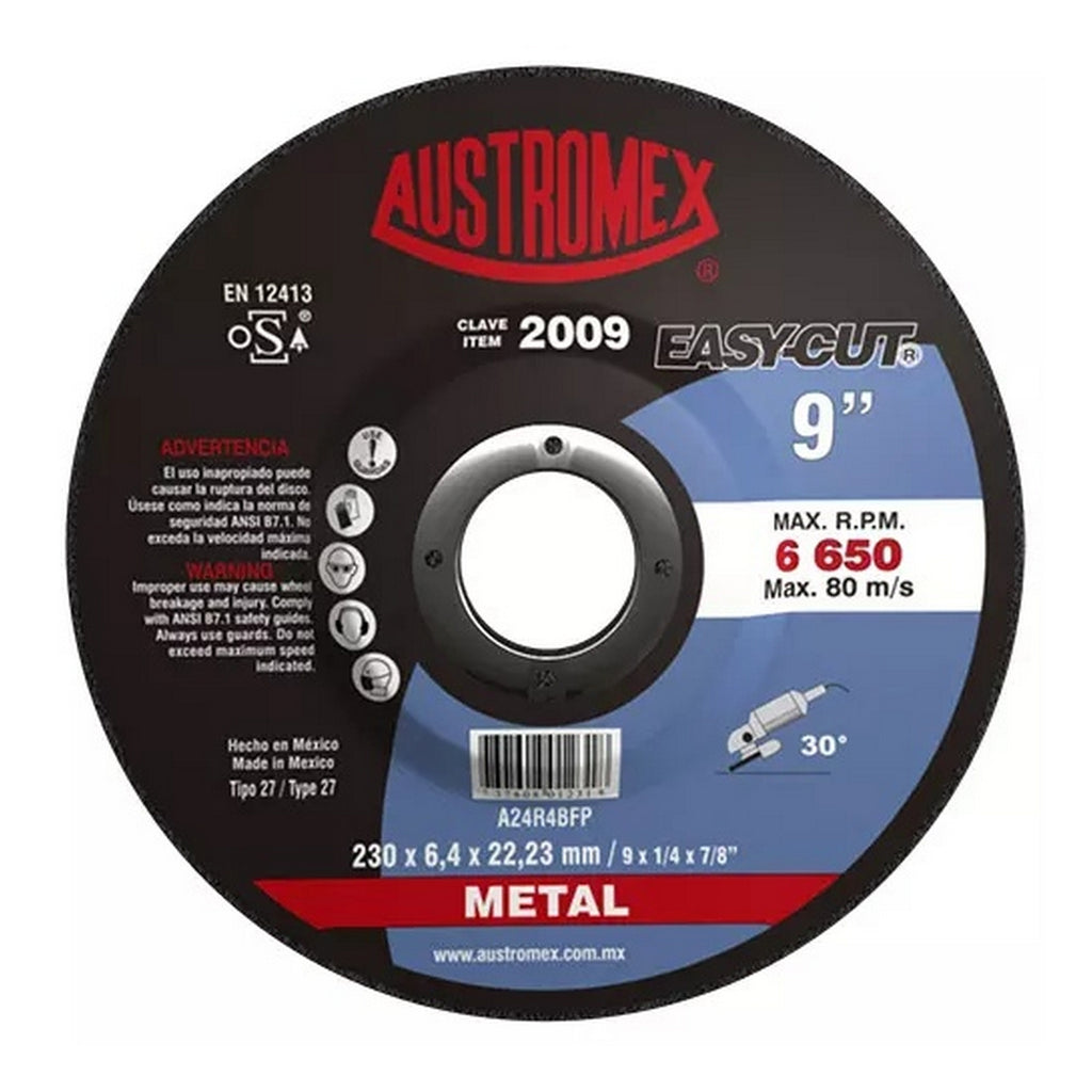 Disco T-27 9”x1/4”x7/8” para Desbaste de Metal - A4 2009