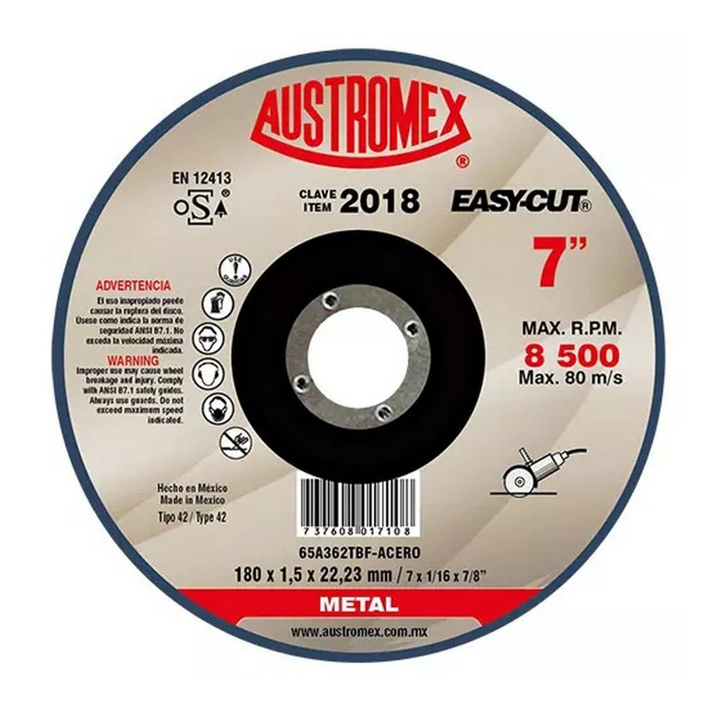 Disco para Corte para Aluminio y Metal No Ferroso 7”x1/16”x7/8” Tipo 41