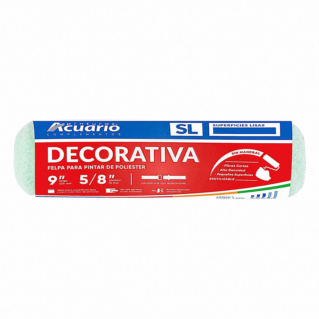 Felpa para rodillo 9" decorativo 15 mm poliéster