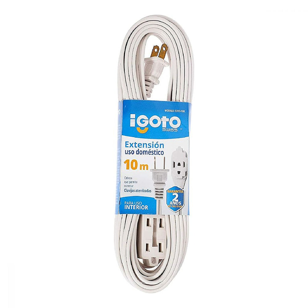 Extensión Eléctrica Casera 10 mt Blanca Calibre 16 / 120v / 7 amp