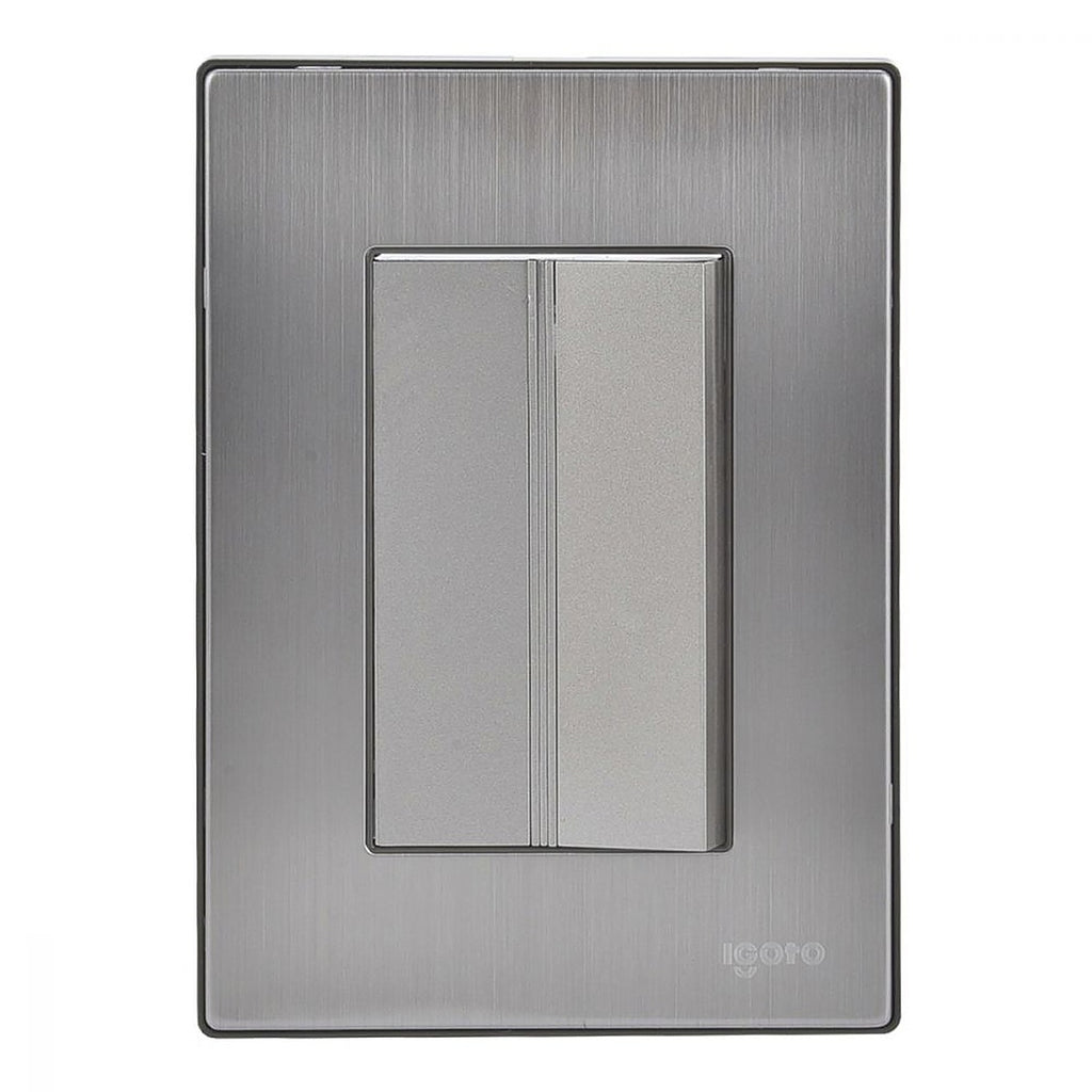 Apagador Eléctrico con Placa de Acero Inoxidable de 3 Módulos 125v 15 a Acabado Plata