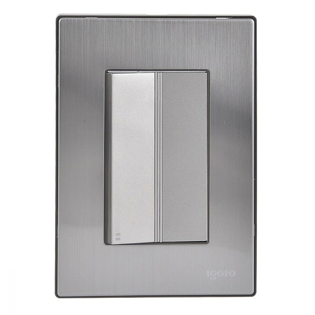 Apagador Eléctrico de Escalera con Placa de Acero Inoxidable de 3 Módulo 125v 15 a Acabado Plata