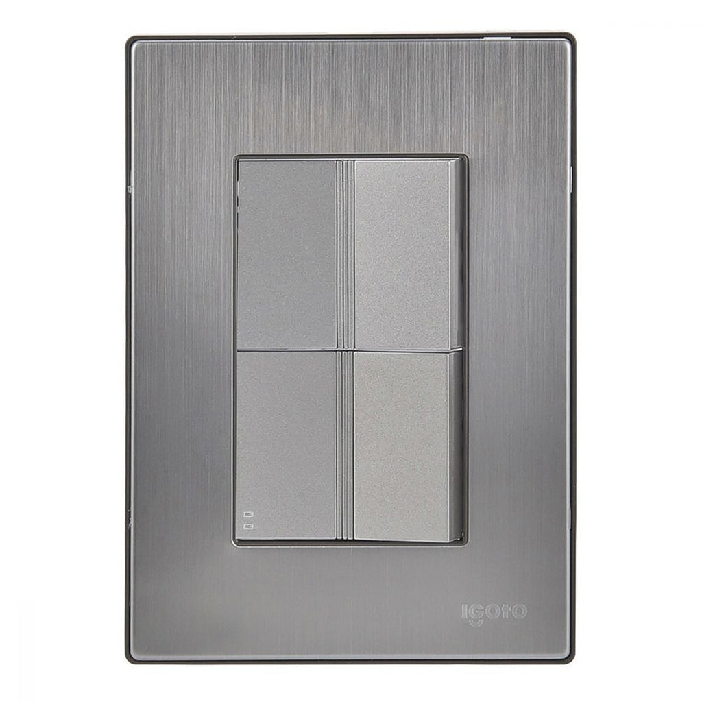 Apagador Eléctrico con Apagador de Escalera con Placa de Acero Inoxidable de 1.5 Módulos 125v 15 a Acabado Plata