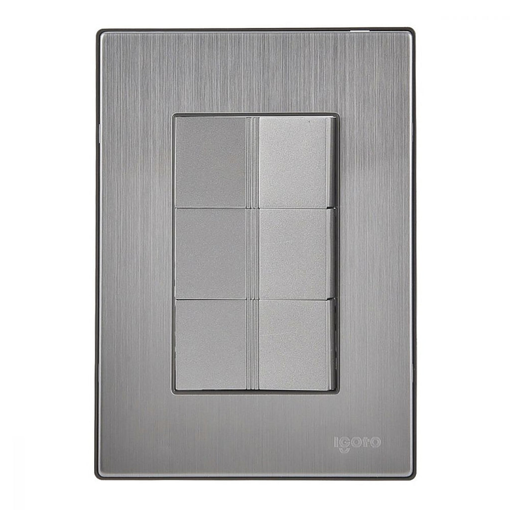 Apagador Eléctrico Triple con Placa de Acero Inoxidable 125v 15 a Acabado Plata