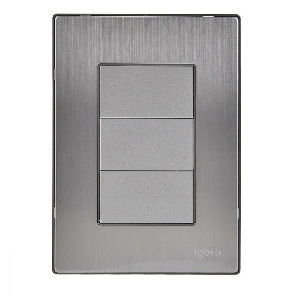 Placa para Contactos Triple de Acero Inoxidable Acabado Plata