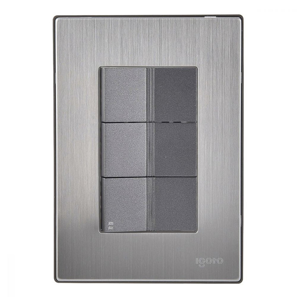 Apagador Eléctrico Doble con Apagador de Escalera con Placa de Acero Inoxidable 125v 15 a Acabado Plata