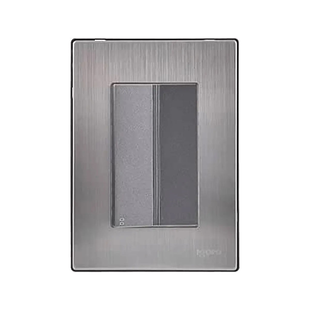 Placa Armada Inox con Apagador de Escalera de 3 Módulo Oxford