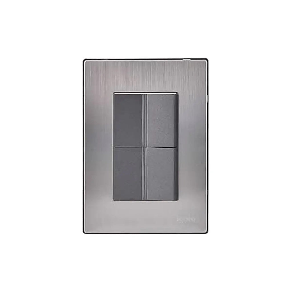 Placa Armada Inox con 2 Apagadores Sencillos 1.5 Módulo Oxford