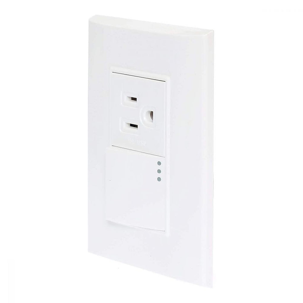 Apagador Eléctrico Sencillo 10a con 1 Contactos con Placa de 1.5 Módulos 15a Acabado Blanco