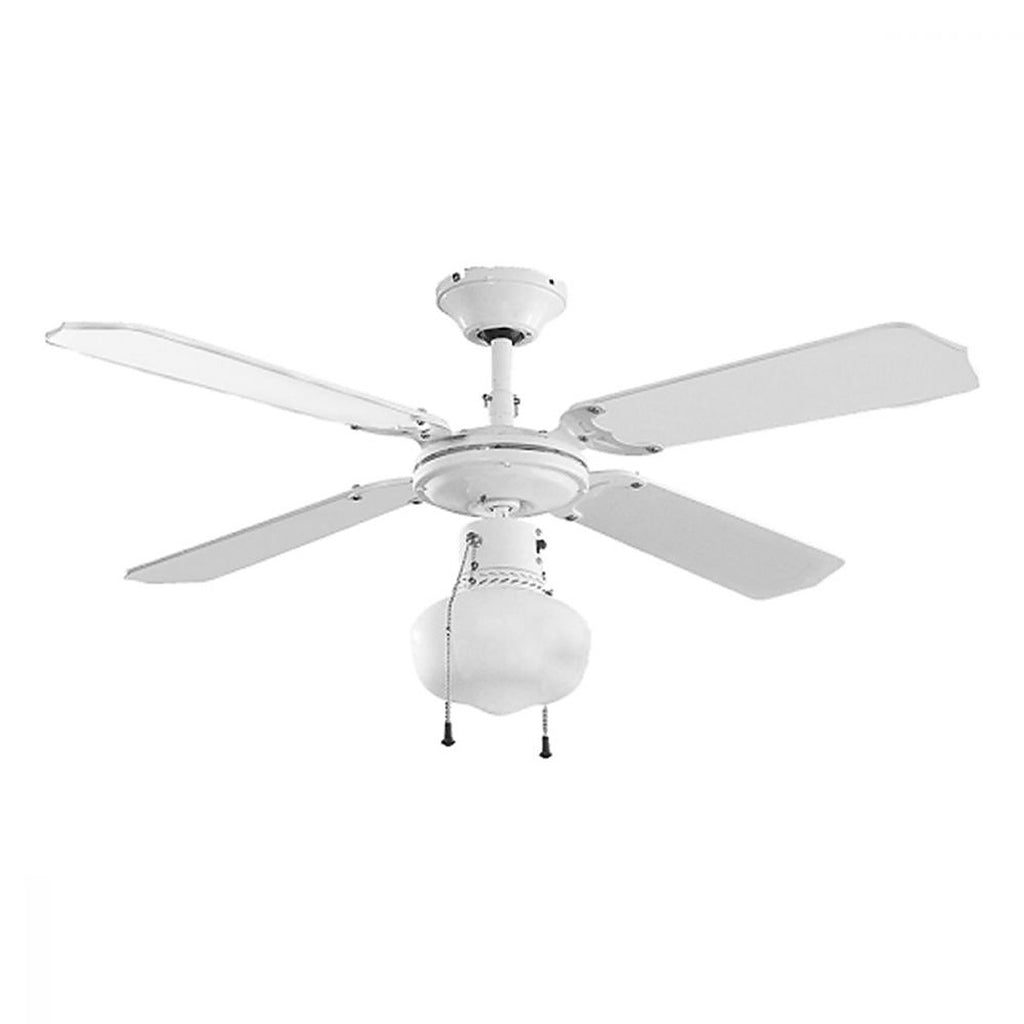Ventilador para Techo 42” 3 Velocidades 50w 4 Aspas Color Blanco Acabado Blanco con Socket para Lámpara