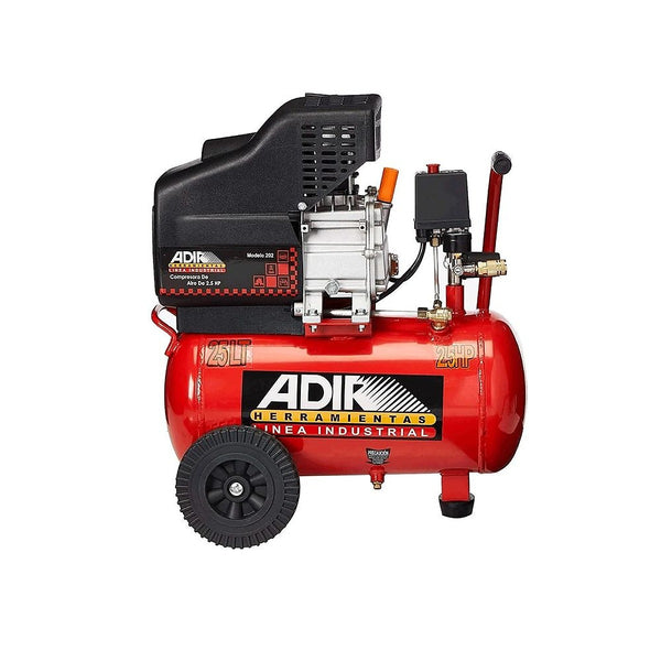Compresor Motor Lubricado 120v 2850 rpm 2.5 HP 25 lt 115psi Horizontal + Manguera y Pistola de Gravedad