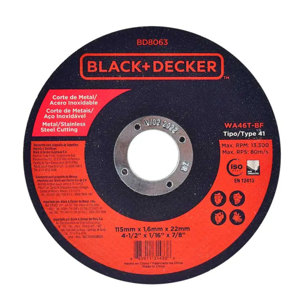 Disco para Corte de Metal y Acero Inoxidable 4.1/2”x1/16”x7/8” Super Delgado
