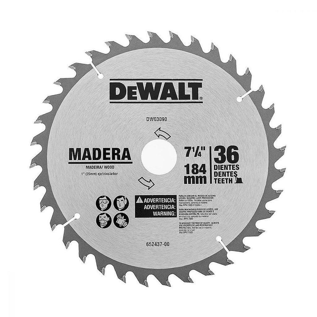 Sierra Circular 7.1/4”x1” 36 Dientes Carburo de Tungsteno Corte Fino Madera