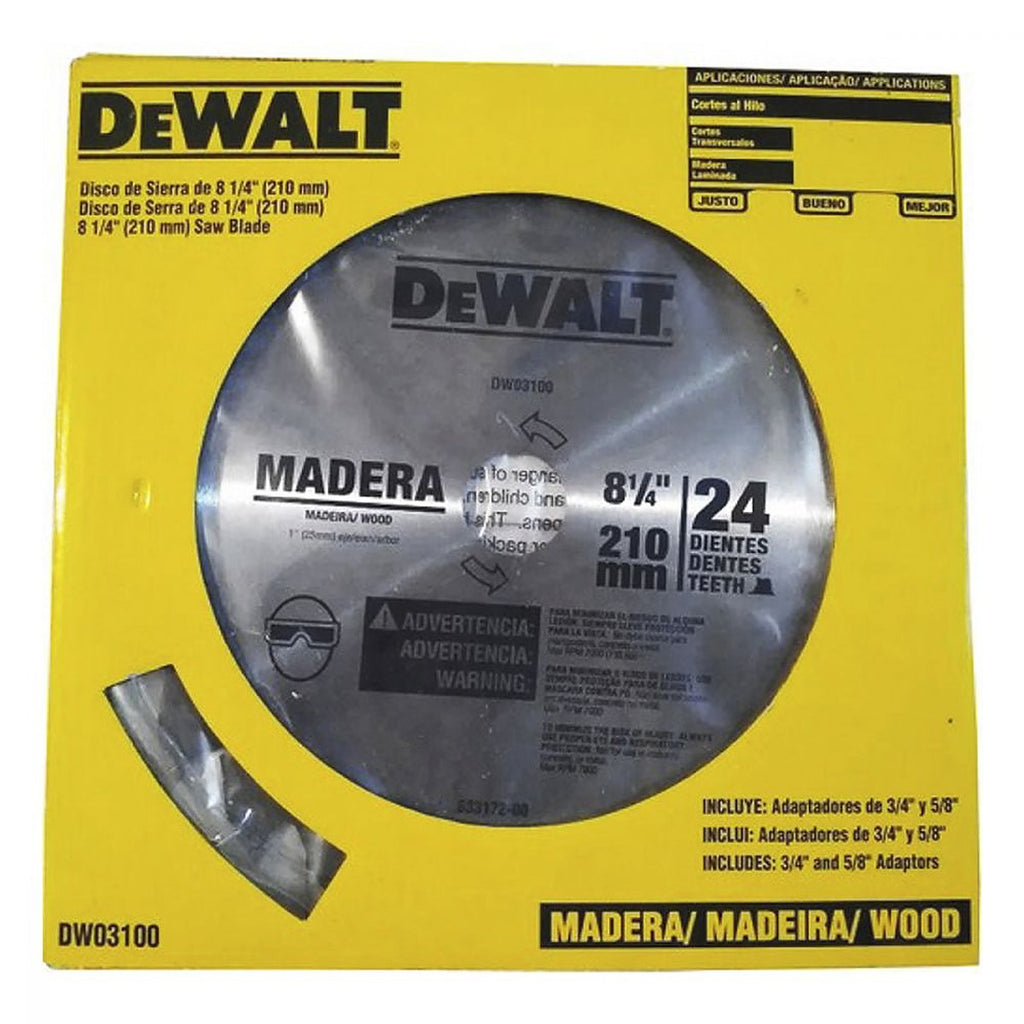 Sierra Circular 8.1/4”x1” 24 Dientes Carburo de Tungsteno para Madera