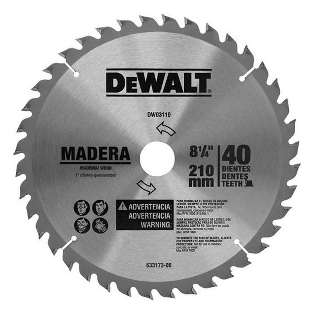 Sierra Circular 8.1/4”x1” 40 Dientes Carburo de Tungsteno para Madera