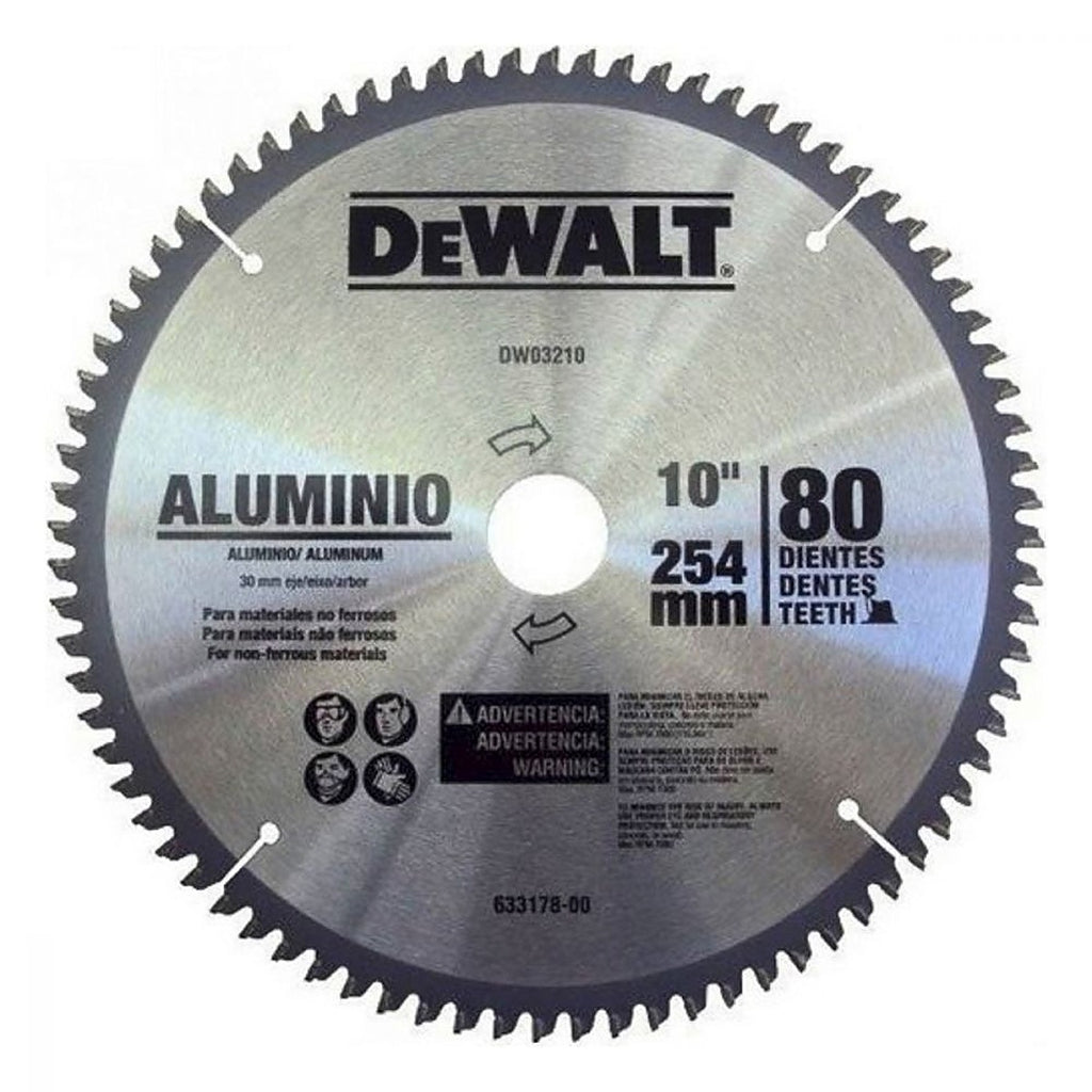 Sierra Circular 10”x1” 80 Dientes Carburo de Tungsteno para Aluminio