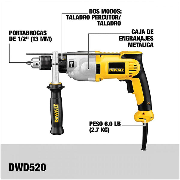 Rotomartillo 1/2” 1000w 2 Velocidades 1200-3500 rpm 56000 gpm
