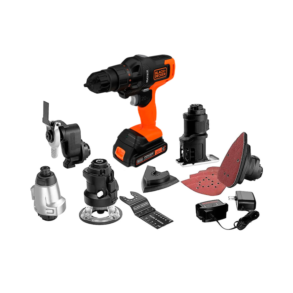 Juego de Herramienta Inalámbrica 20v con sistema de Cambio Quick Connect de Matrix con 6 Accesorios Estuche