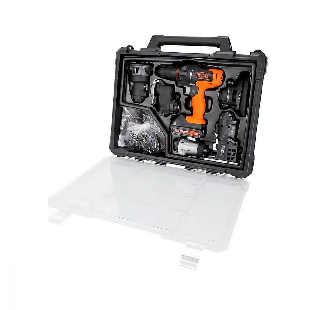 Juego de Herramienta Inalámbrica 20v con sistema de Cambio Quick Connect de Matrix con 6 Accesorios Estuche