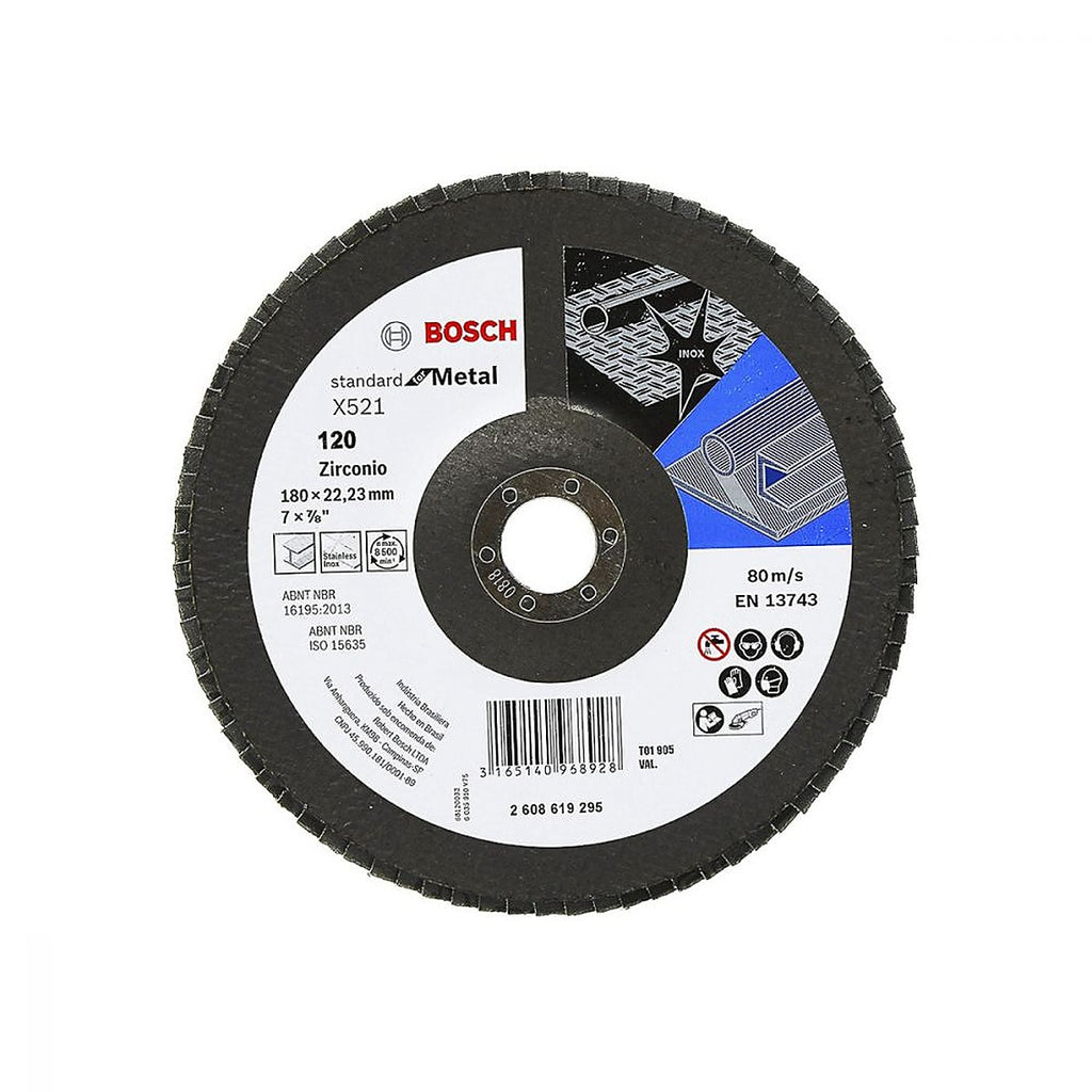 Disco Laminado 7”x7/8” G120 para Desbaste y Pulido de Metálico y Acero Inoxidable