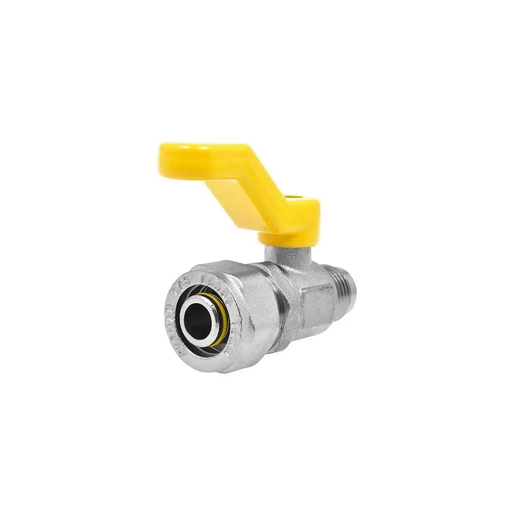 Juego Válvula de Esfera Roscable Hembra para Gas 1/2” Macho con Conector 3/8” Flare