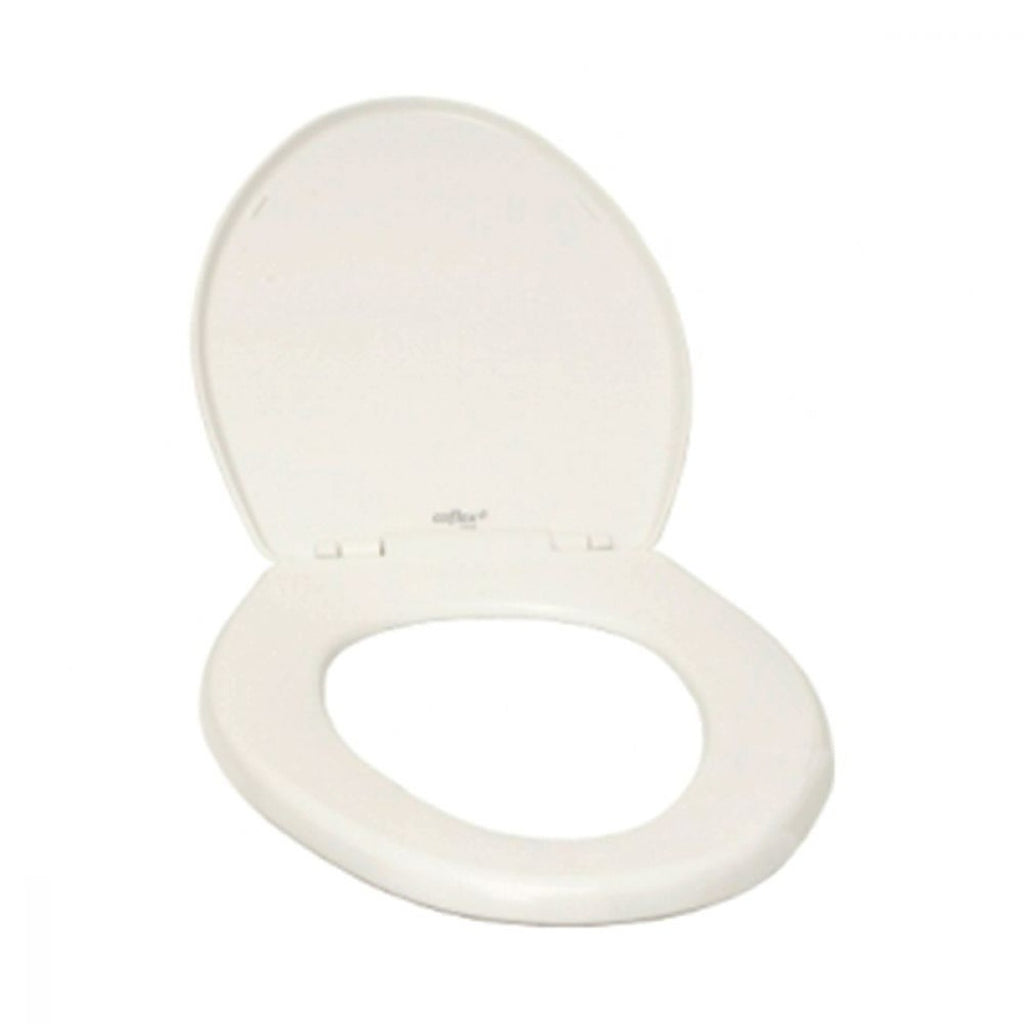 Asiento para W.C. Alargado Cerrado Color Blanco Bisagras Ajustables