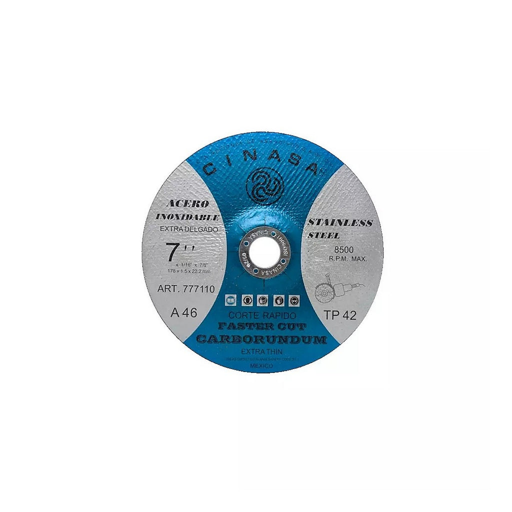 Disco T-42 7”x1/16”x7/8” para Corte de Metal Delgado