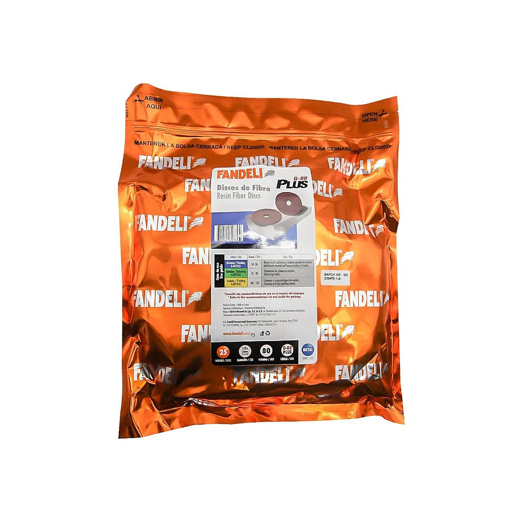 Disco de Fibra 7”x7/8” Grano 80 para Desbaste y Pulido de Metal Ferroso y No Ferroso
