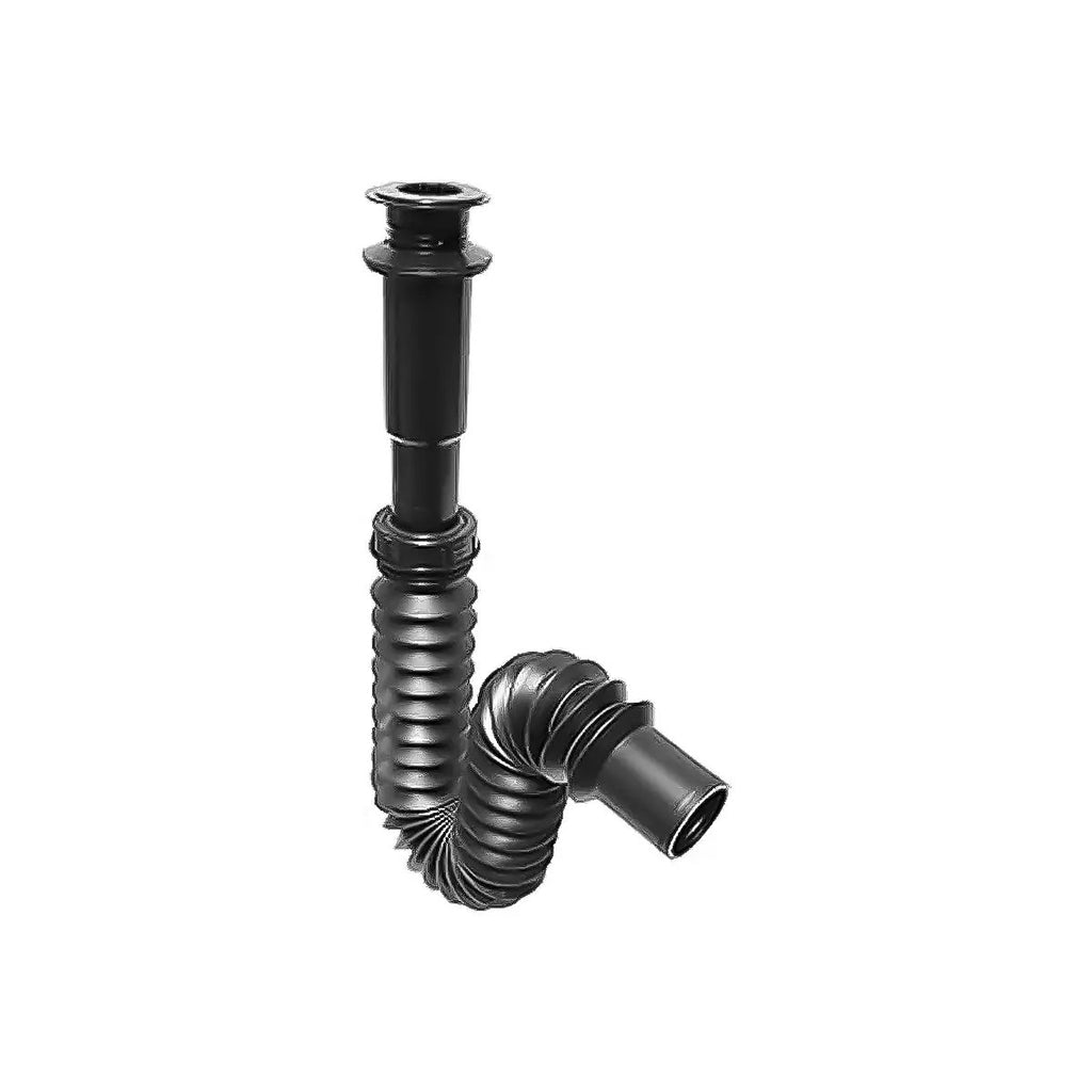 Cespol Tipo ”p” para Lavabo Flexible sin cubierta con Atrapatodo Extensión 55 cm Negro