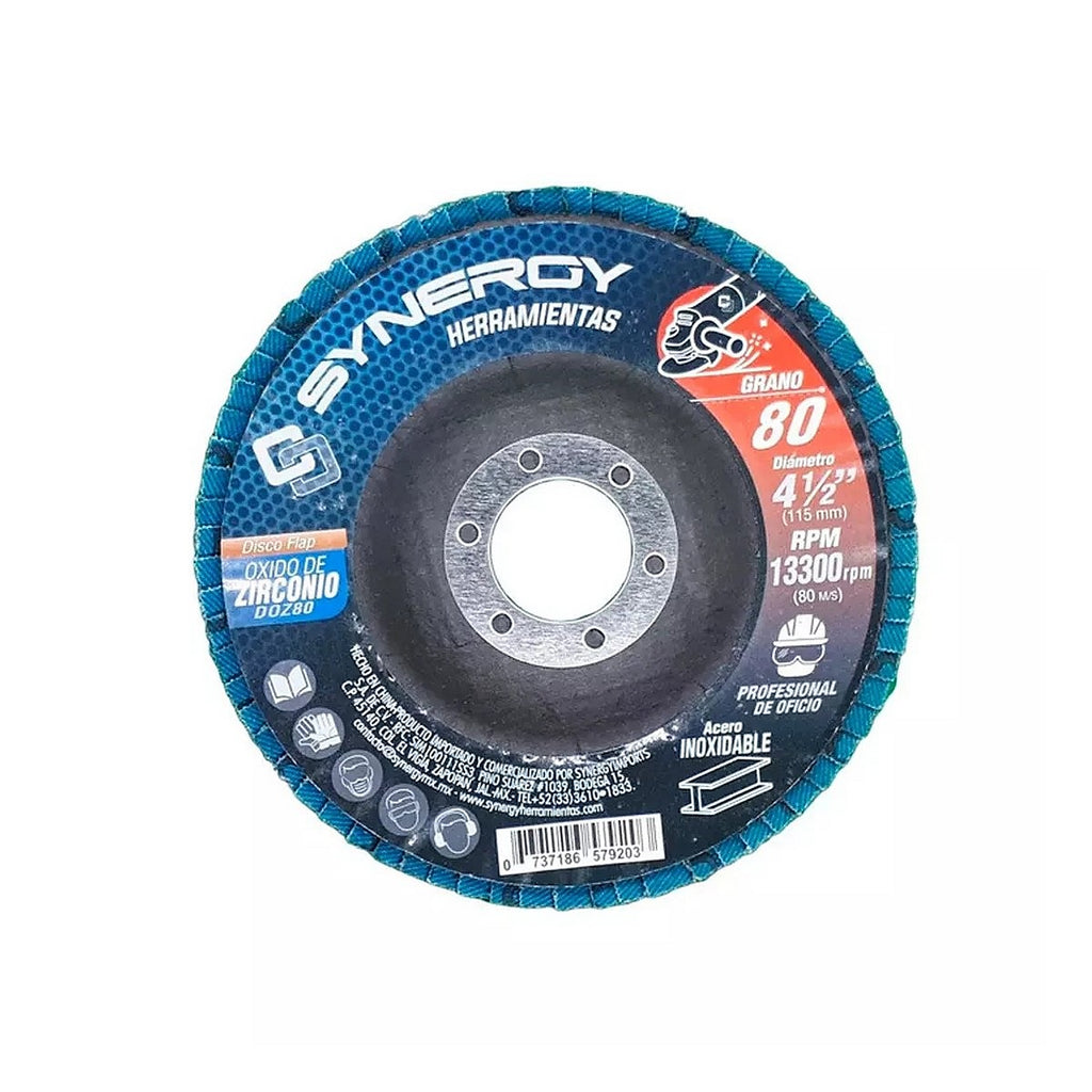Disco Laminado T-29 4.1/2”x7/8” Zirconio G080 para Metal Respaldo de Fibra de Vidrio