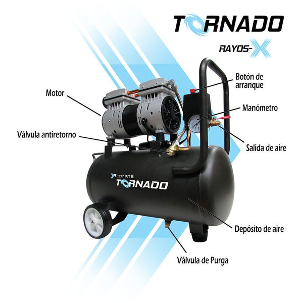 Compresor Silencioso 120v 1750 rpm 1 HP 24 lt 116psi Horizontal