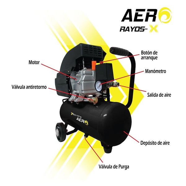 Compresor Motor Lubricado 120v 2800 rpm 2 HP 18 lt 116psi