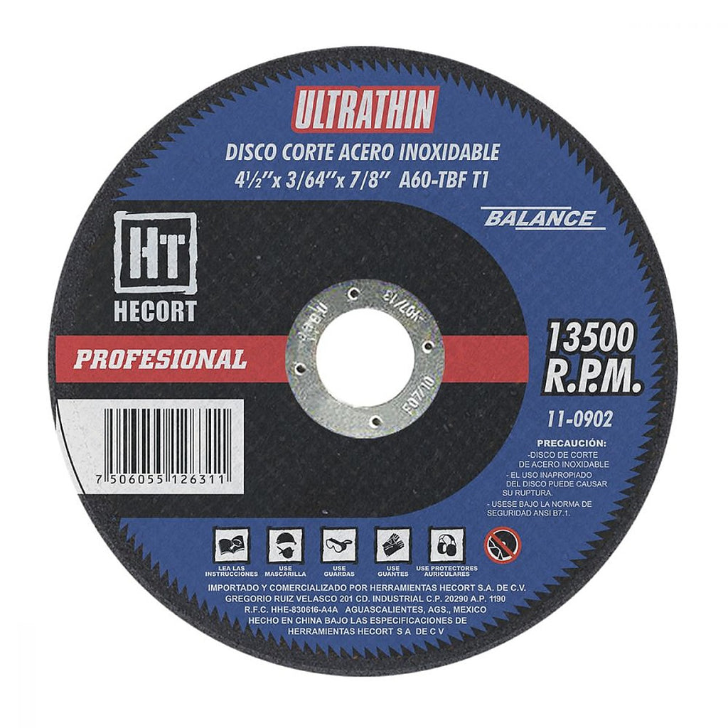 Disco para Corte de Metal 4.1/2”x3/64”x7/8”