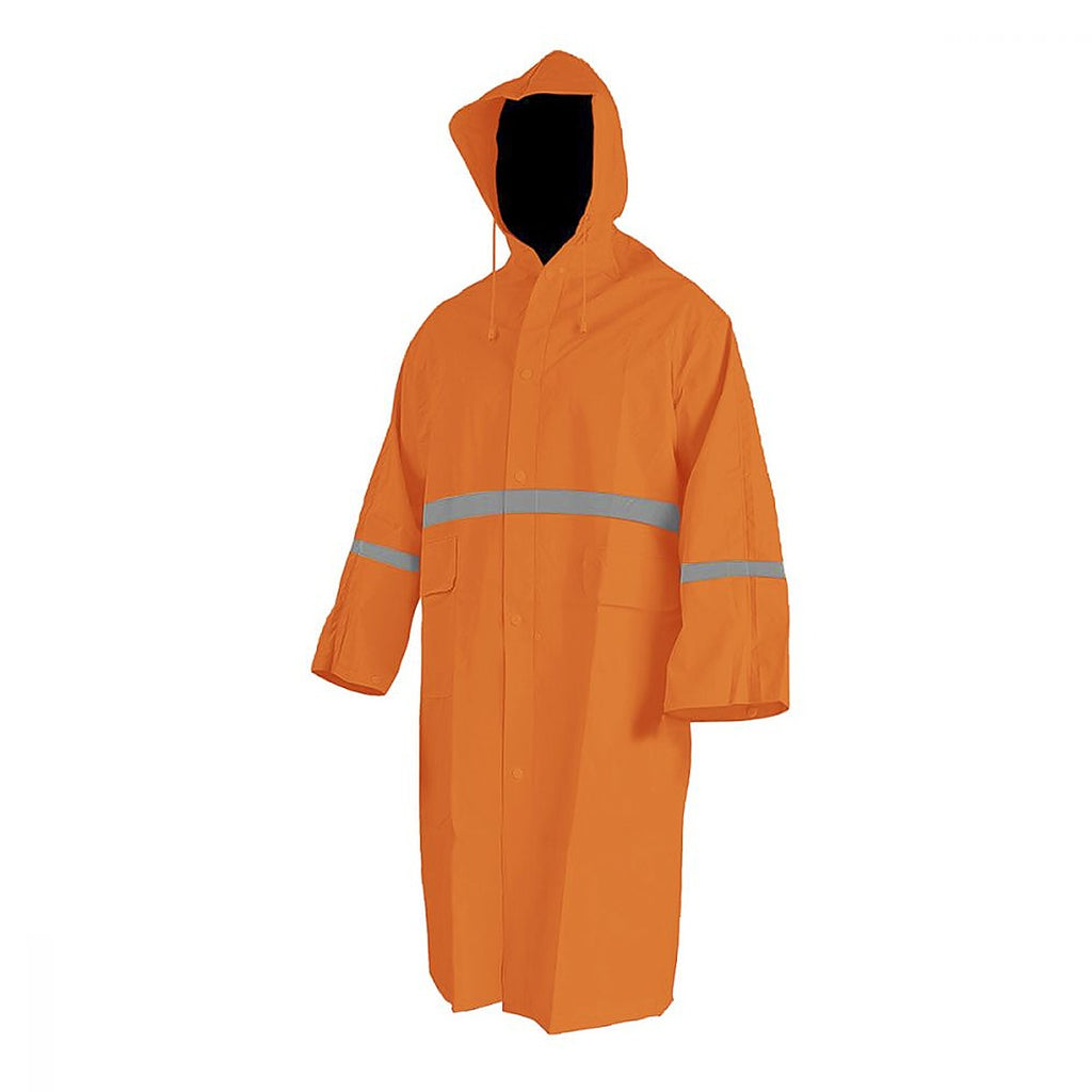 Impermeable Gabardina Larga con Capucha Naranja con Reflejante T-l