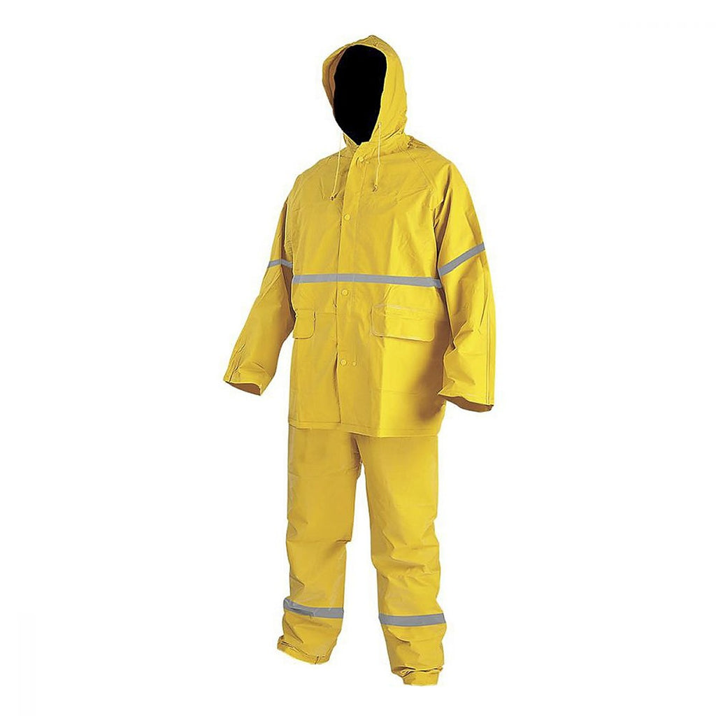 Impermeable Saco con Cierre con Capucha y Pantalón Amarillo de Alta Densidad con Reflejante T-med