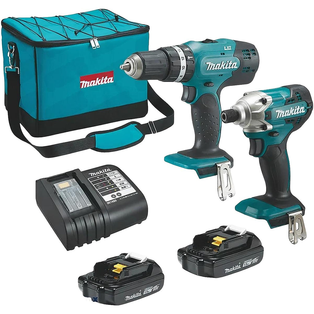 Rotomartillo Inalámbrico 1/2” 18v 400-1300 rpm + Pistola de Impacto Inalámbrica 1/4” 18v 0-1300 rpm con 2 Baterías 1.5ah + Cargador