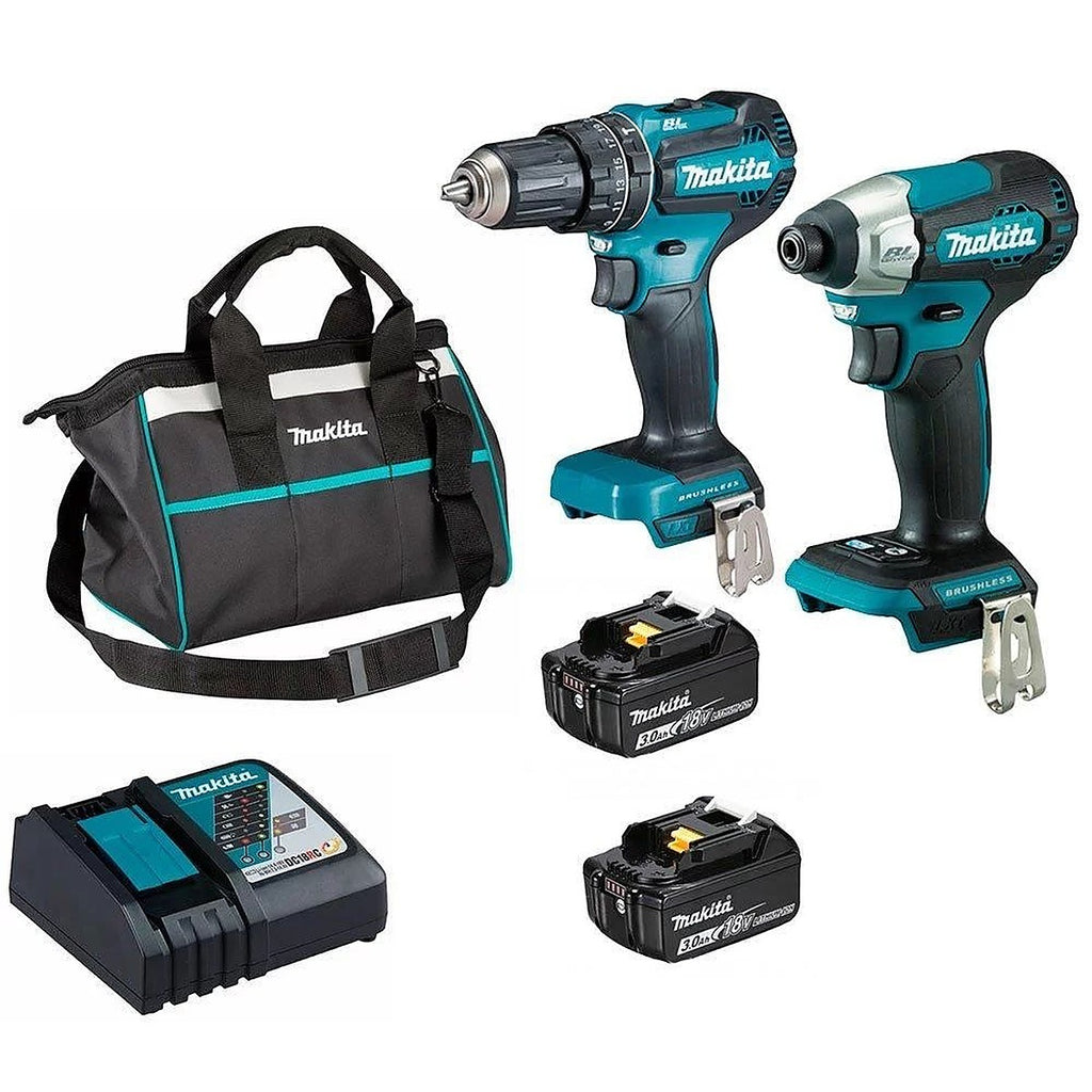 Rotomartillo Inalámbrico 1/2” 18v 500 rpm Brushless + Pistola Impacto Inalámbrica 1/4” 18v 1600 rpm + 2 Baterías 3ah + Cargador/maleta