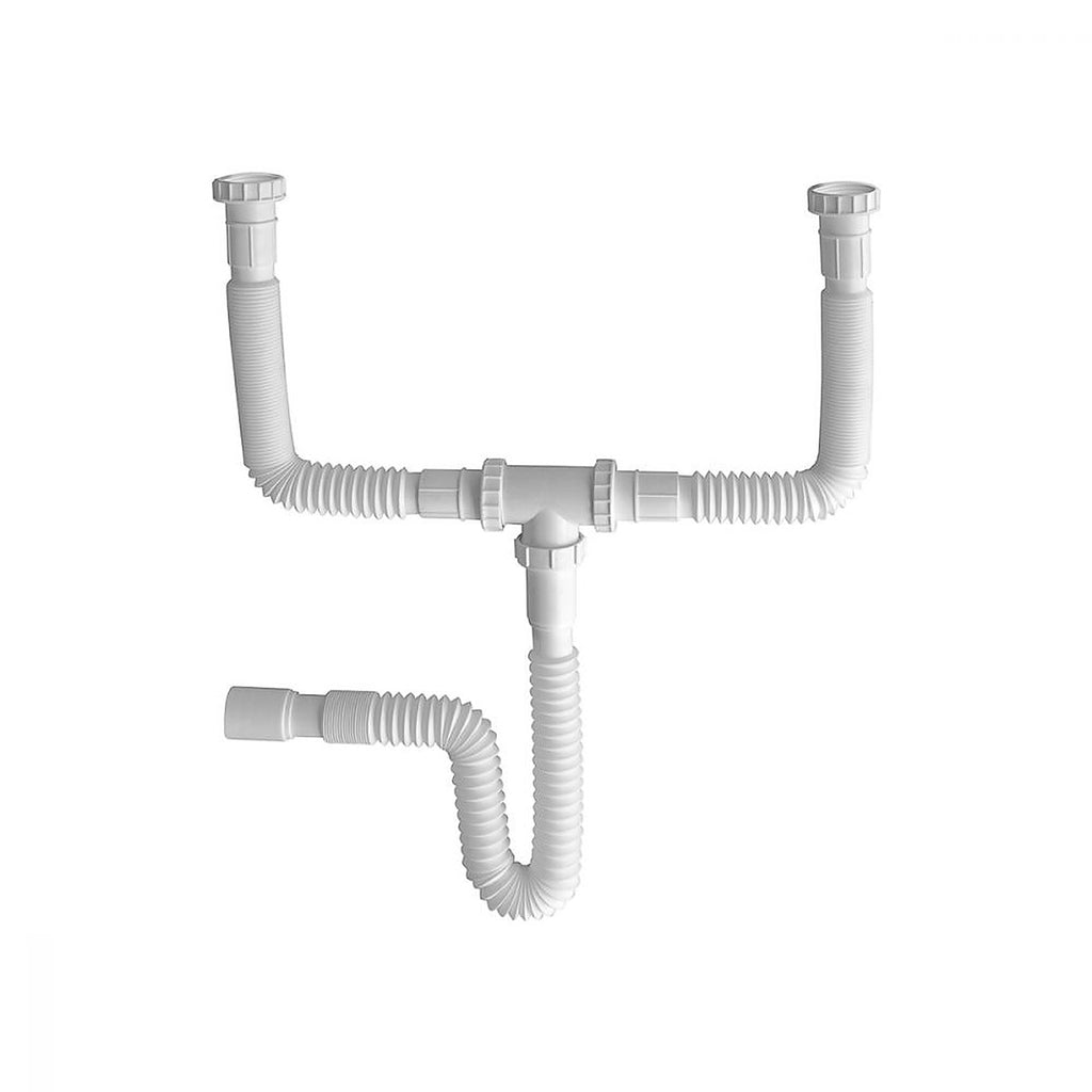 Desagüe para Fregadero Flexible Doble Trampa con Contra