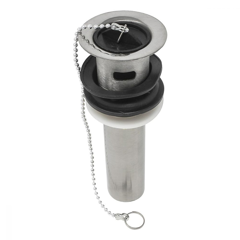 Contra para Lavabo de Acero Inoxidable con Rebosadero y Tapón de Hule y Cadena
