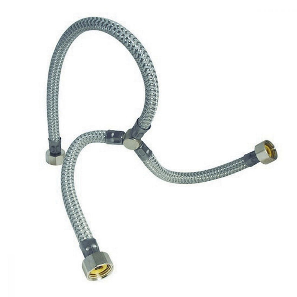 Manguera para Fregadero en ”y” Flexible de Acero Inoxidable 55 cm Salida1/2”x1/2”x1/2”