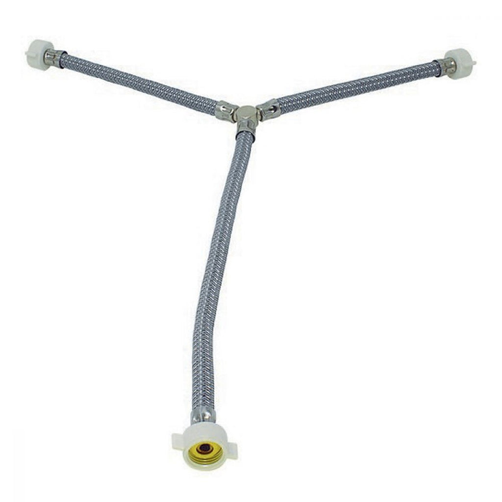 Manguera para Fregadero en ”y” Flexible de Acero Inoxidable 55 cm Salida1/2”x1/2”x1/2” Cierre a Mano