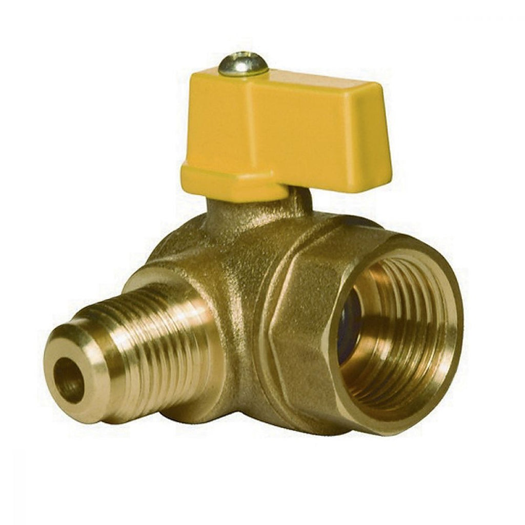 Válvula de Esfera Roscable Angular Hembra 1/2” Macho 3/8” para Gas 400 Wog