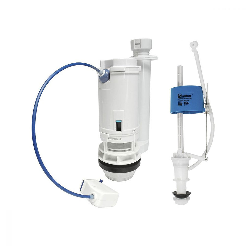 Juego de Herrajes para W.C. con Válvula de Admisión con Botón en Polipropileno